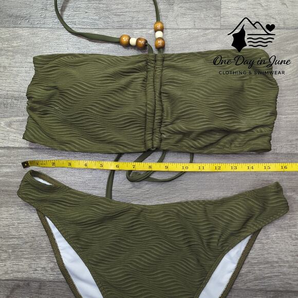 Zaful Textured Bandeau Halter Bikini Swimsuit Size XL - Picture 2 of 4